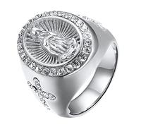 JewelryWe Anello da Uomo Preghiere Maria in Acciaio Inox Colore Argento