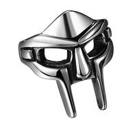 JewelryWe - Anello da Uomo Vintage per Faraone Spartan Mask Helmet Nordic Pagan Viking Rings in Acciaio Inox Colore Argento Nero