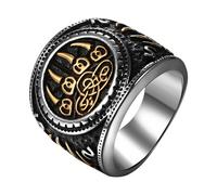 JewelryWe - Anello Grande con Artiglio di Lupo da Uomo, in Acciaio Inossidabile, Gioiello da Uomo in Stile Vichingo con Design Vintage