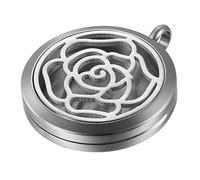 JewelryWe Aromaterapia Collana con Pendente Diffusore dell'Olio Essenziale, Rosa Ciondolo Retro Annata Collana del Profumo Regalo Originale per Il Amore, 6 Feltri da Cambiare, Portafoto