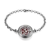 JewelryWe Bracciale Aromaterapia con Pendente Diffusore dell'Olio Essenziale Profumo Regalo da Donna Ragazzi Colore Argento Albero della Vita/Neve/Nuovole/Fiore