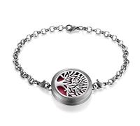 JewelryWe Bracciale Aromaterapia con Pendente Diffusore dell'Olio Essenziale Profumo Regalo da Donna Ragazzi Colore Argento Albero della Vita/Neve/Nuovole/Fiore