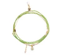 JewelryWe Bracciale da Donna in Peridoto Multifili: Bracciale Collana Avvolgente Regolabile con Ciondolo Fiore