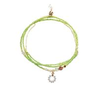 JewelryWe Bracciale da Donna in Peridoto Multifili: Bracciale Collana Avvolgente Regolabile con Ciondolo Fiore