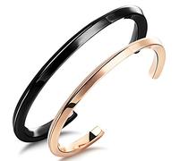 JewelryWe Bracciale da uomo e donna, classico, con numeri romani, con numeri romani, bracciale dell'amicizia, zirconi e diamanti in acciaio inox, oro rosa, nero, argento, 5.5 inches (Herren), 4.7