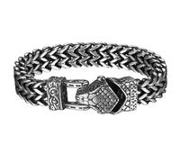 JewelryWe Bracciale da uomo vichingo, in acciaio inox, con nodo celtico, testa di lupo, testa di serpente, con artiglio, bracciale in Franco, Acciaio inossidabile
