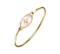 JewelryWe Bracciale Rigido a Stella da Donna: Bracciale Celeste Placcato in oro 14K con Madreperla e Opale Regalo per Lei