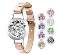 JewelryWe Braccialetto Olio Diffuse Profumo Aromaterapia Bracciali Banda in Pelle Regalo con Cuscinetti di Ricarica Alberto della Vita