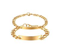 JewelryWe Bracciali Coppia Fidanzati Personalizzati Collegamento: Bracciale Nome/Data Personalizzabile da Uomo Donna in Acciaio Inossidabile Regalo per Lui Lei Fidanzati Amicizia Sorelle