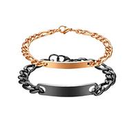 JewelryWe Bracciali Coppia Fidanzati Personalizzati Collegamento: Bracciale Nome/Data Personalizzabile da Uomo Donna in Acciaio Inossidabile Regalo per Lui Lei Fidanzati Amicizia Sorelle