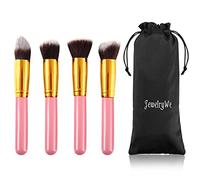JewelryWe Brush Set Trucco Professionale Arrossire 4 PCS Grandi Pennelli Cosmetici Make Up Brush Colore Rosa D'oro Set di Pennelli Base Fondazione Legno Tocco Morbido
