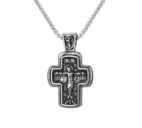JewelryWe - Ciondolo Croce Ortodossa Unisex Croce di Gesu' Retro Bizantina Gioielli per Cristiani