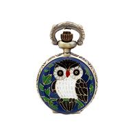 JewelryWe Ciondolo Gufo Sveglio, Orologio da Tasca Gufo con le Ali aperte, Lunga Catena ciondolo, Regalo Natale