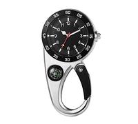 JewelryWe Clip-on Orologio al Quarzo con Bussola in Lega Universale Zaino Fibbia Orologio Fluorescente quadrante Fibbia di Sicurezza per Medici Infermieri Arrampicata su Roccia Fitness e Altro