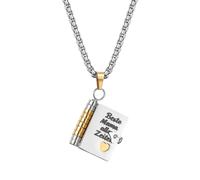 JewelryWe Collana a forma di libro da donna, in acciaio inox, ciondolo a forma di mini libro apribile con 6 pagine con la mia piccola stella, gioiello per l'inizio della scuola, regalo di compleanno