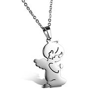 JewelryWe - Collana Ciondolo Angelo Portafortuna da Donna Ragazza Collana Preghiere Colore Argento Regalo per la Nascita