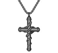 JewelryWe - Collana da Uomo Donna Ciondolo Capsula Apribile Porta Pillole con Serpente Regalo Memoriale