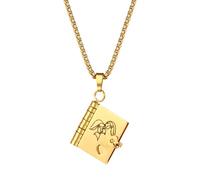 JewelryWe - Collana Libro Aperta My Little Star, Idee Regalo per la Figlia da Padre e Madre, con 6 Pagine, Doni d'amore