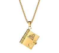 JewelryWe - Collana Libro Aperta My Little Star, Idee Regalo per la Figlia da Padre e Madre, con 6 Pagine, Doni d'amore