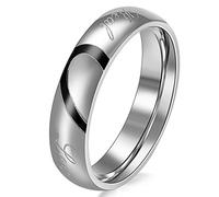 JewelryWe Coppia Anello Rotondo da Uomo di Acciaio Inossidabile Promessa Real Love e Amore Cuore Dipinto Fidanzamento Matrimonio Bands Incisione DIY