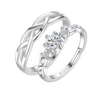 JewelryWe Coppia Anello Rotondo da Uomo Donna,Promessa Real Love per Amore Cuore Dipinto Fidanzamento Matrimonio San Valentino Anello Personalizzato, Stile Scelta