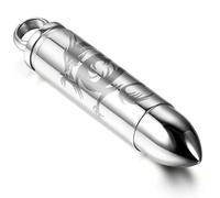 JewelryWe Gioielli collana acciaio inossidabile alta lucido argento nero forma di proiettile pendente collana per coppia - catena Incluso