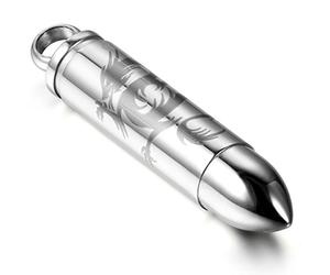 JewelryWe Gioielli collana acciaio inossidabile alta lucido argento nero forma di proiettile pendente collana per coppia - catena Incluso