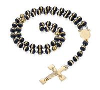 JewelryWe Gioielli Collana da Uomo Donna in Acciaio Inossidabile e Gomma, Ciondolo di Croce Gesu', 26 Polici, Colore Oro Nero (con Borsa Regalo)