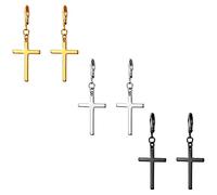Jewelrywe Gioielli Orecchini Unisex Croce Religione, Pendente Croce Orecchini a Cerchio, Acciaio Inossidabile, Regalo Natale,Colorati Orecchini