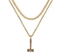 JewelryWe Gioielli Vichinghi Mjölnir Collana da uomo in acciaio inox con ciondolo a forma di martello di Thor, con catenina, amuleto nodico, regalo per uomini
