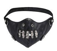 JewelryWe Maschera antipolvere in pelle per sport maschera: punk chiusura lampo borchie nero maschera da ciclismo motociclista rocker moto maschera mezza faccia per corsa ciclismo valvola ciclismo
