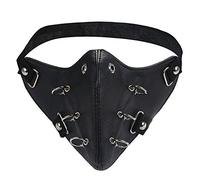 JewelryWe Maschera antipolvere in pelle sportiva: punk o-ring borchie nero maschera ciclismo motociclista rocker moto maschera mezza faccia per corsa ciclismo valvola ciclismo ciclismo ciclismo
