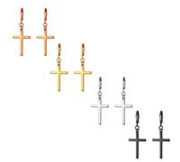 JewelryWe Orecchini a cerchio unisex, in acciaio inox, classico, a forma di croce, per uomo, donna, nero, oro, argento, oro rosa, blu colorato, Acciaio inossidabile, Madreperla, agata