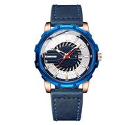 JewelryWe Orologi da uomo in vera pelle lancette luminose: classica data calendario 30 m impermeabile analogico al quarzo orologio da polso uomo in vera pelle nera cinturino business casual orologio