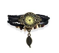 JewelryWe Orologio a Quarzo Bracciale in Pelle da Donna Ciondolo a Forma di Foglie