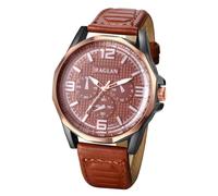 JewelryWe - Orologio al Quarzo da Uomo in Pelle, Orologio al Lavoro Quadrantini Finti, Quadrante Grande Facile da Leggere,Idee Regalo