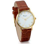 Jewelrywe Orologio al Quarzo Donna Classico Quadrante Numero Romano Coppia Orologio Cinturino in Pelle Coffee