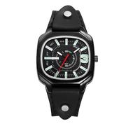 JewelryWe - Orologio Analogico al Quarzo con Cassa Quadrata Cinturino in Vvera Pelle Scala a Barre Lancette Luminose