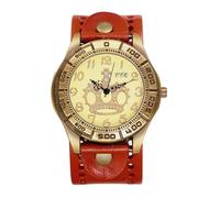 JewelryWe Orologio Analogico al Quarzo Punk: Orologio in Pelle Halloween Numeri Arabi Corona Disegno Idee Regalo