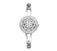 JewelryWe Orologio Aperto da Donna Fiore: Orologio al Quarzo alla Moda con Zircone Bracciale Idee Regalo per lei
