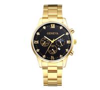 JewelryWe Orologio con Diamanti per Uomo e Donna, Set Orologio e Bracciale con Diamanti, Orologio Analogico Tondo al Quarzo, Bracciale e Cinturino in Acciaio Inox, Oro Argento, 2 Pezzi, Bracciale