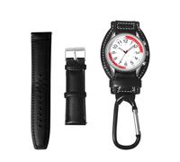 JewelryWe Orologio con moschettone e bracciale, set da 2 pezzi, analogico, al quarzo, militare, sportivo, con moschettone, in pelle/tela rimovibile, set di gioielli con clip on Fob, orologio da polso