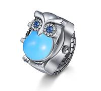JewelryWe Orologio da dito da uomo e donna con elastico rotondo al quarzo, Anello Orologio Stile Gufo, Colore da Scelta