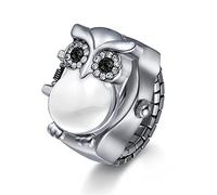 JewelryWe Orologio da dito da uomo e donna con elastico rotondo al quarzo, Anello Orologio Stile Gufo, Colore da Scelta