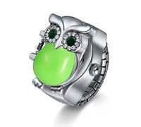 JewelryWe Orologio da dito da uomo e donna con elastico rotondo al quarzo, Anello Orologio Stile Gufo, Colore da Scelta