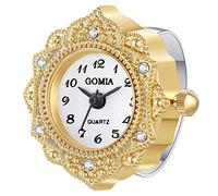 JewelryWe Orologio da dito da uomo e donna con elastico rotondo al quarzo, Anello Orologio Stile Semplice, con Zircone Lucido Fiore,Regalo per Natale