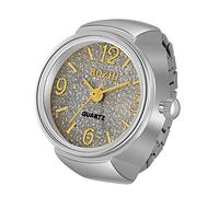 JewelryWe Orologio da dito da uomo e donna con elastico rotondo,anello orologio al quarzo semplice,regalo