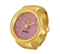 JewelryWe Orologio da dito da uomo e donna con elastico rotondo,anello orologio al quarzo semplice,regalo