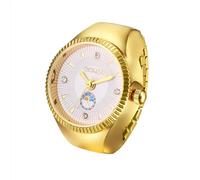 JewelryWe Orologio da dito, elastico, da donna, analogico, al quarzo, in acciaio inox, con cinturino elasticizzato, unisex, con cordino, gold, Typ 1, cinghia