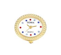 JewelryWe Orologio da dito per uomo e donna, quadrante ovale, con conchiglia, regolabile, analogico al quarzo, Oro - Crepe con strass, Classico